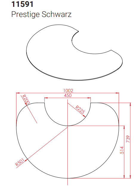 Glas Vorlegeplatte zu Lotus Prestige schwarz