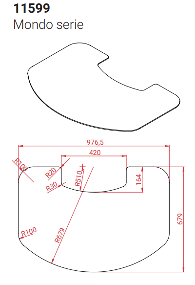 Glas Vorlegeplatte zu Lotus Mondo Serie