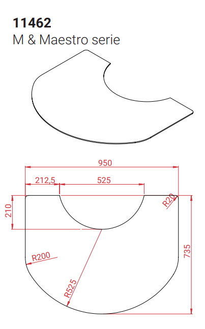 Glas Vorlegeplatte zu Lotus M & Maestro Serie