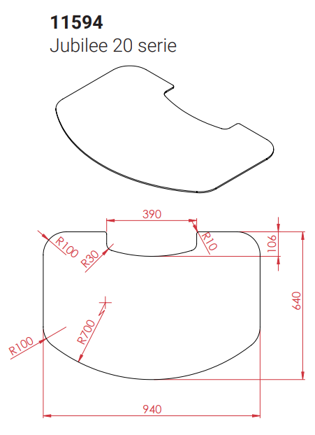 Glas Vorlegeplatte zu Lotus Jubilee 20 Serie